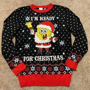 Men’s SpongeBob SquarePants “I’m Ready For Christmas” Ugly Holiday Sweater Sz M